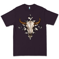 Plum bull skull with aztec Premium Tee - MaliasSmallBusiness