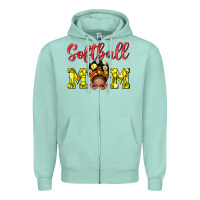 Seafoam softball mom  and afro messybun mom bbs Zipper Hoodie - BundleAndBundleShop