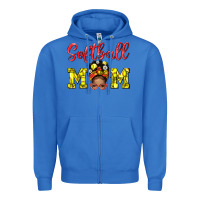 True Royal softball mom  and afro messybun mom bbs Zipper Hoodie - BundleAndBundleShop