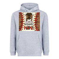 Heather Grey Baseball Mom Messy Bun Heavyweight Hoodie - CowhideDigitalArt