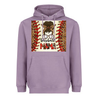 Lavender Baseball Mom Messy Bun Heavyweight Hoodie - CowhideDigitalArt