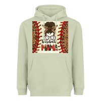 Matcha Baseball Mom Messy Bun Heavyweight Hoodie - CowhideDigitalArt