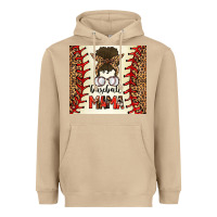 Mushroom Baseball Mom Messy Bun Heavyweight Hoodie - CowhideDigitalArt