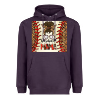 Plum Baseball Mom Messy Bun Heavyweight Hoodie - CowhideDigitalArt