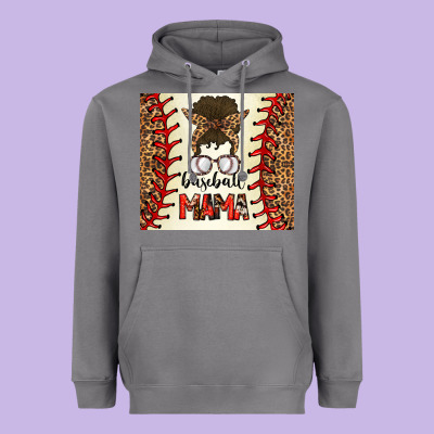 Baseball Mom Messy Bun Heavyweight Hoodie Designed By Cowhidedigitalart