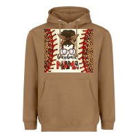Toasted Coconut Baseball Mom Messy Bun Heavyweight Hoodie - CowhideDigitalArt