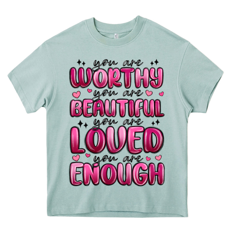 You Are Worthy You Are Beautiful Heavy Core Tee by MaliasSmallBusiness | Teevron