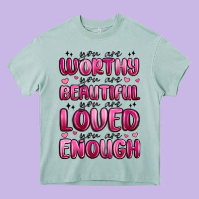 You Are Worthy You Are Beautiful Heavy Core Tee Designed By Maliassmallbusiness