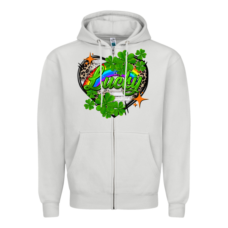 Lucky Heart St. Patricks Day Zipper Hoodie by FaDigitalArtStudio | Teevron
