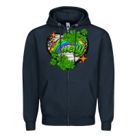 Navy lucky heart St. Patricks Day Zipper Hoodie - FaDigitalArtStudio