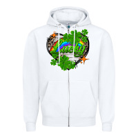 White lucky heart St. Patricks Day Zipper Hoodie - FaDigitalArtStudio
