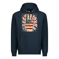 Navy Freedom rock hand Premium Hoodie - FaDigitalArtStudio