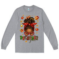Heather Grey december girl christmas afro messy bun Long Sleeve Tee - texasbilliewilder