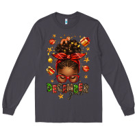 Smoke december girl christmas afro messy bun Long Sleeve Tee - texasbilliewilder