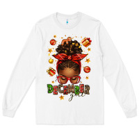 White december girl christmas afro messy bun Long Sleeve Tee - texasbilliewilder