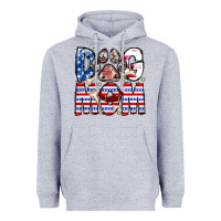 Heather Grey American Dog Mom Heavyweight Hoodie - CowhideDigitalArt