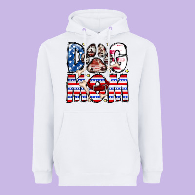 American Dog Mom Heavyweight Hoodie Designed By Cowhidedigitalart