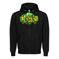 Black St. Patrick's Day lucky Zipper Hoodie - FaDigitalArtStudio