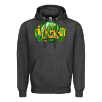 Charcoal Heather St. Patrick's Day lucky Zipper Hoodie - FaDigitalArtStudio