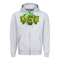 Heather Grey St. Patrick's Day lucky Zipper Hoodie - FaDigitalArtStudio