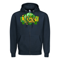 Navy St. Patrick's Day lucky Zipper Hoodie - FaDigitalArtStudio