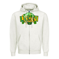 Oatmeal Heather St. Patrick's Day lucky Zipper Hoodie - FaDigitalArtStudio