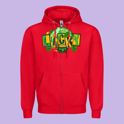 St. Patrick's Day Lucky Zipper Hoodie Designed By Fadigitalartstudio
