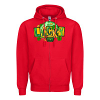 Red St. Patrick's Day lucky Zipper Hoodie - FaDigitalArtStudio