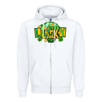 White St. Patrick's Day lucky Zipper Hoodie - FaDigitalArtStudio