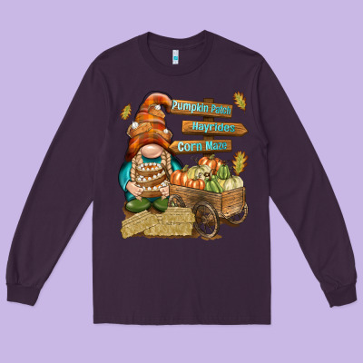 Pumpkin Patch Hayrides And Corn Maze Long Sleeve Tee Designed By Nancycooperartshop