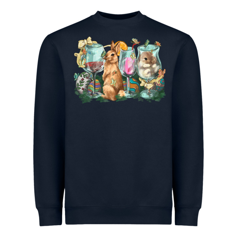Easter Day Wine Glasses Bunny Heavyweight Sweatshirt by HowdyJamesFarm | Teevron