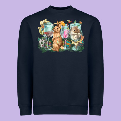 Easter Day Wine Glasses Bunny Heavyweight Sweatshirt Designed By Howdyjamesfarm