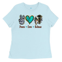 Baby Blue Peace Love Indians Ladies Tee - Jasminsmagicworld