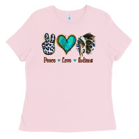 Bubblegum Pink Peace Love Indians Ladies Tee - Jasminsmagicworld