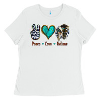 White Peace Love Indians Ladies Tee - Jasminsmagicworld