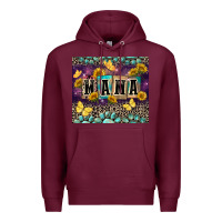 Burgundy Mama with sunflowers Premium Hoodie - FaDigitalArtStudio