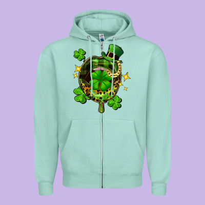 St. Patrick's Day Lip Zipper Hoodie Designed By Fadigitalartstudio