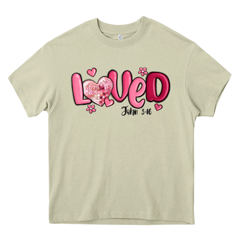 Valentine's Day Loved John 3 16 Heavy Core Tee by MaliasSmallBusiness | Teevron
