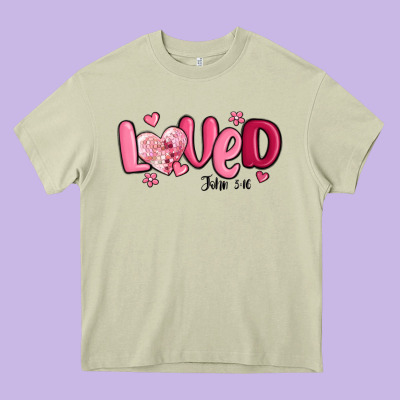 Valentine's Day Loved John 3 16 Heavy Core Tee Designed By Maliassmallbusiness