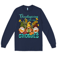 Navy Thanksgiving With My Gnomes Long Sleeve Tee - NancyCooperArtShop
