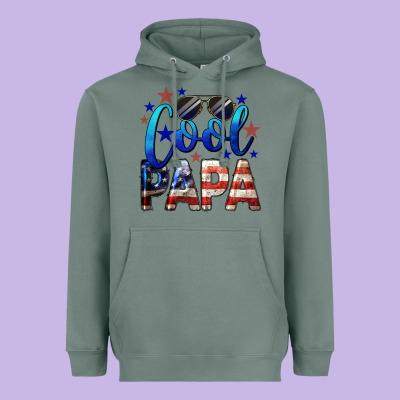 Cool Papa American Flag 4th Of July Heavyweight Hoodie Designed By Lillyallendesigns