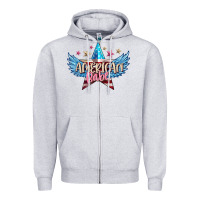 Heather Grey American babe Zipper Hoodie - FaDigitalArtStudio