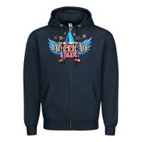 Navy American babe Zipper Hoodie - FaDigitalArtStudio