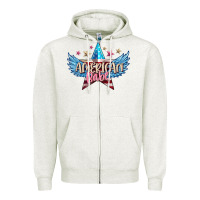 Oatmeal Heather American babe Zipper Hoodie - FaDigitalArtStudio