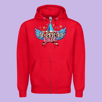 American Babe Zipper Hoodie Designed By Fadigitalartstudio