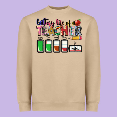 Battery Life Of Teacher Heavyweight Sweatshirt Designed By Cowgirlartshop