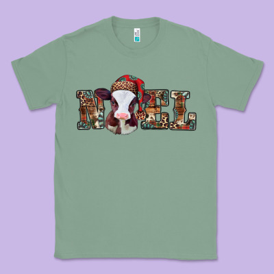 Western Christmas Baby Cow Noel Classic Tee Designed By Jasminsmagicworld