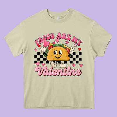 Tacos Are My Valentine Heavy Core Tee Designed By Maliassmallbusiness