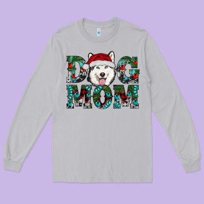 Christmas Dog Mom Husky Long Sleeve Tee Designed By Ranaportraitstore