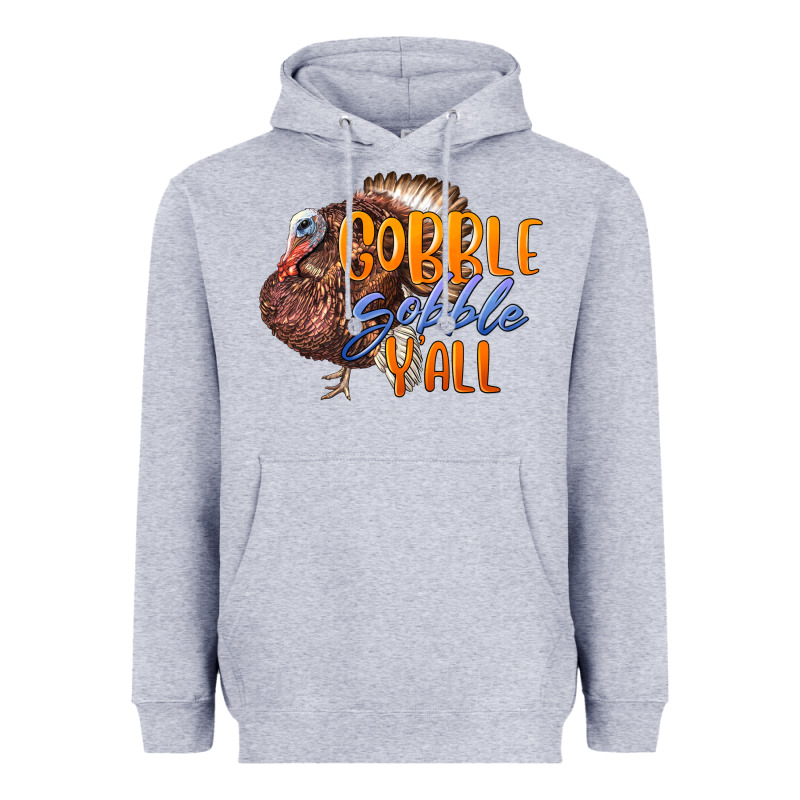 Fall Gobble Gobble Y'all Heavyweight Hoodie by LillyAllenDesigns | Teevron